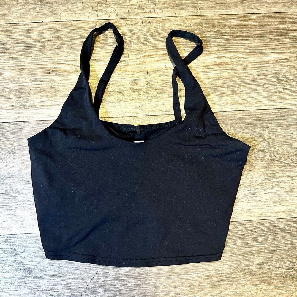 PrAna Black CHAKARA CROP TOP Sports Bra Size Large